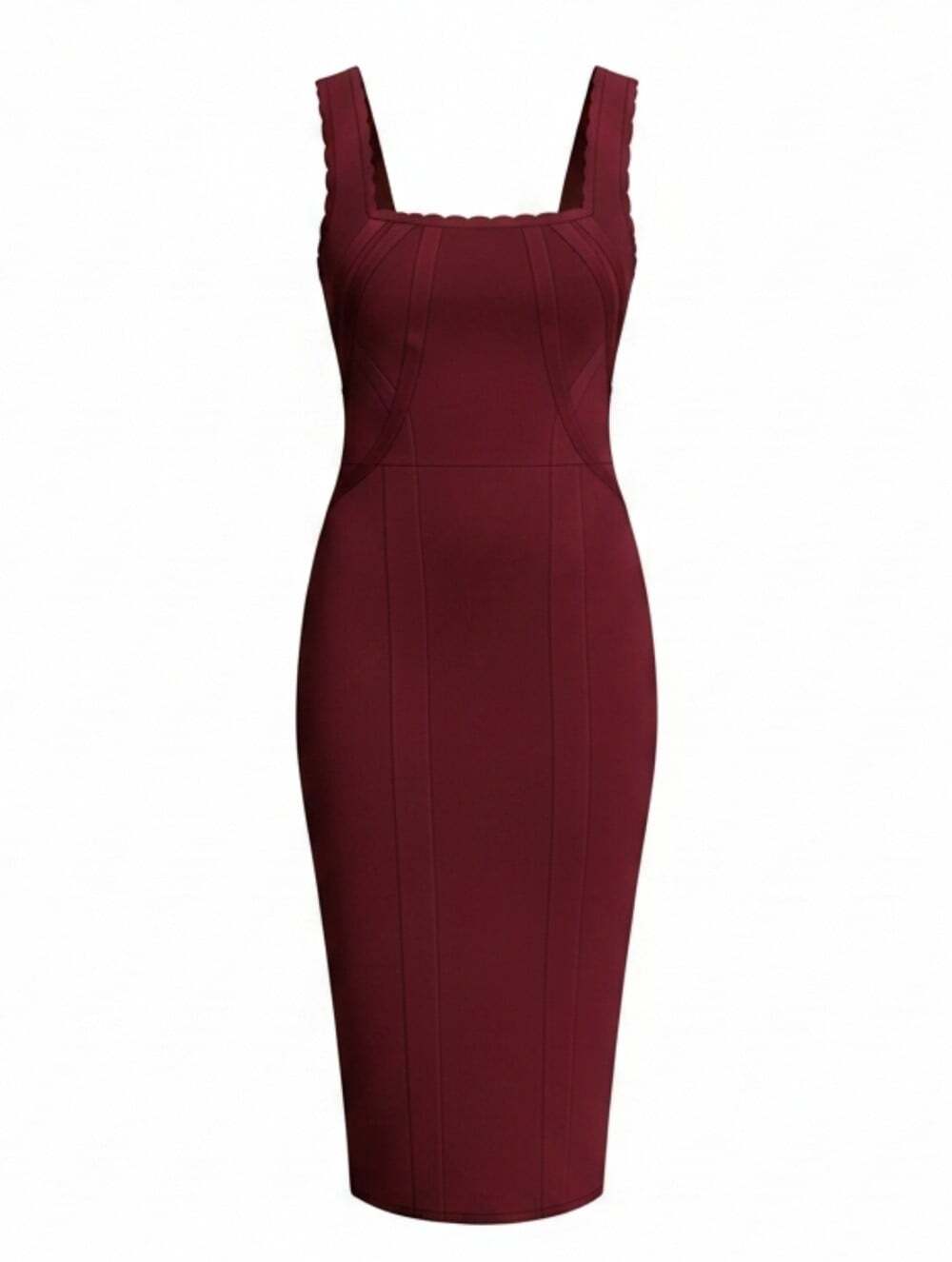 Anthropologie Ribbed Knit Midi Dress Burgundy Wine Sleeveless Bodycon Size L